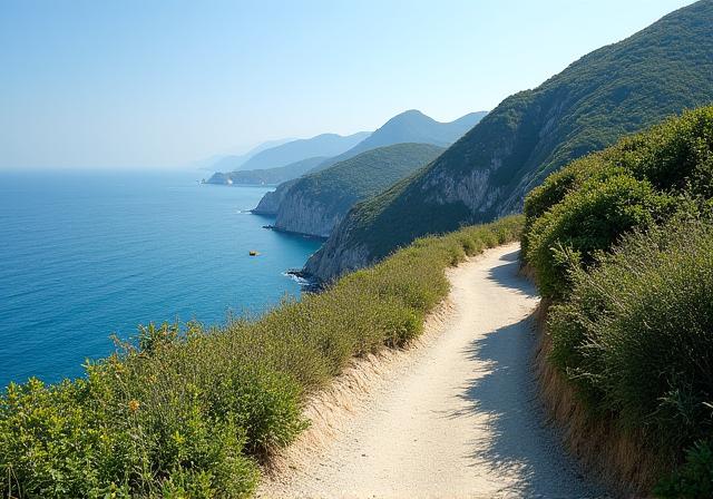 울릉도의 한적한 해안 산책로