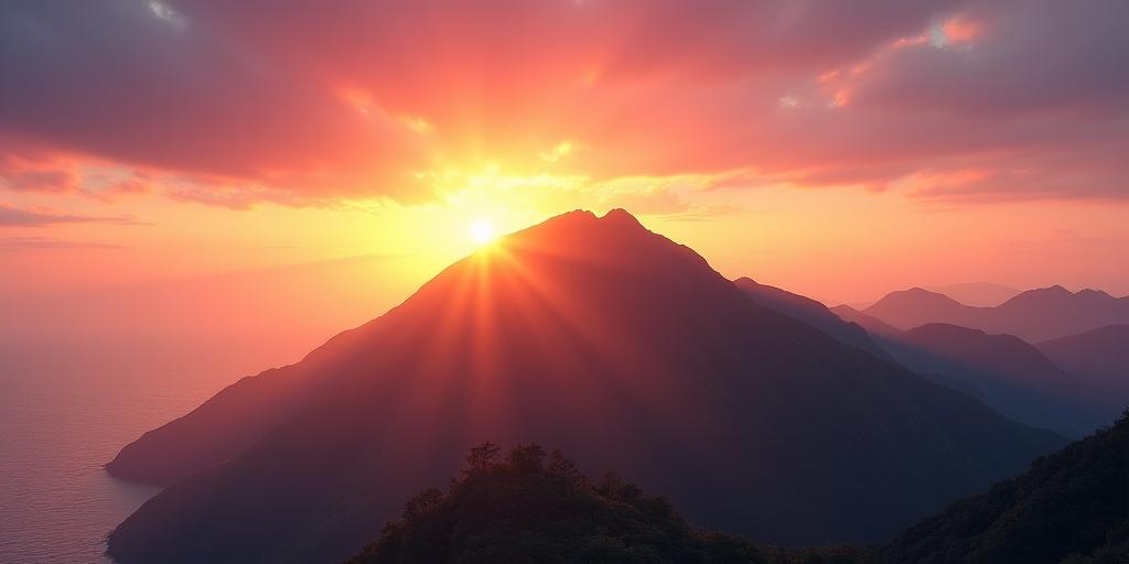 성산일출봉의 장엄한 일출 풍경