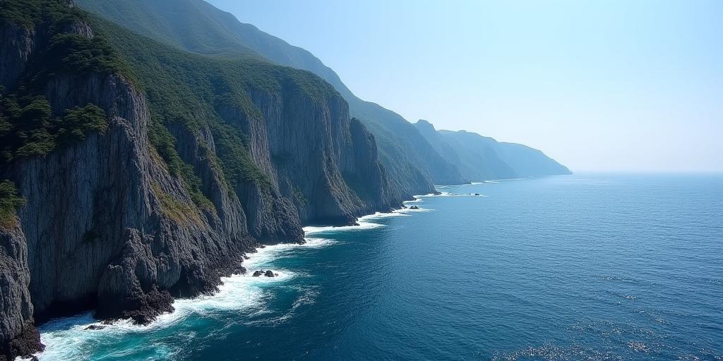 울릉도의 깎아지른 듯한 해안 절벽