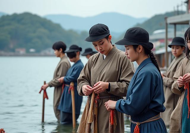 제주 해녀와 함께 물질을 준비하는 모습